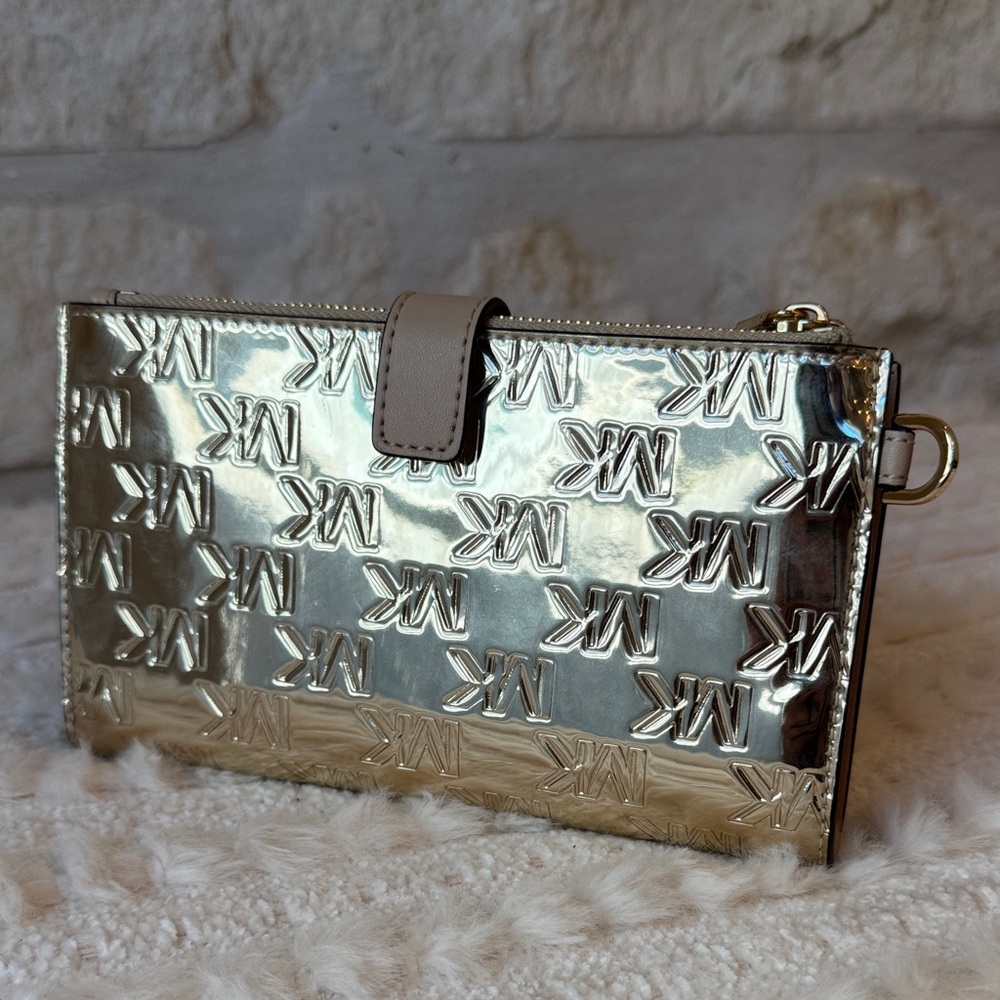 Michael Kors Metallic Gold Embossed Clutch - Picture 3 of 8